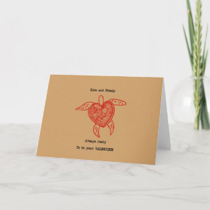 Funny Turtle Heart Valentine's Holiday Card