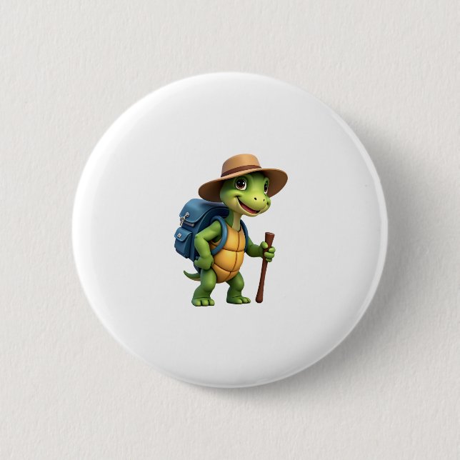 Funny Turtle Hiking Graphic Camping Lover Adventur 2 Inch Round Button (Front)