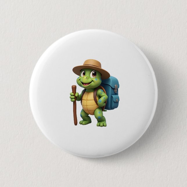 Funny Turtle Hiking Graphic Camping Lover Adventur 2 Inch Round Button (Front)