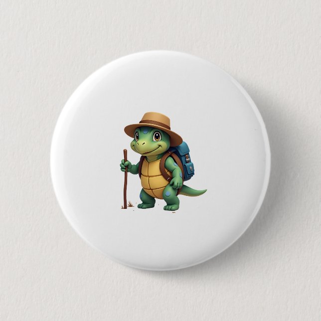 Funny Turtle Hiking Graphic Camping Lover Adventur 2 Inch Round Button (Front)