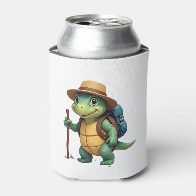 Funny Turtle Hiking Graphic Camping Lover Adventur Can Cooler (Can Front)