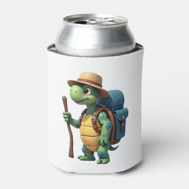 Funny Turtle Hiking Graphic Camping Lover Adventur Can Cooler (Can Front)