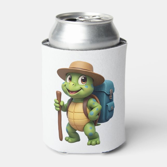 Funny Turtle Hiking Graphic Camping Lover Adventur Can Cooler (Can Front)