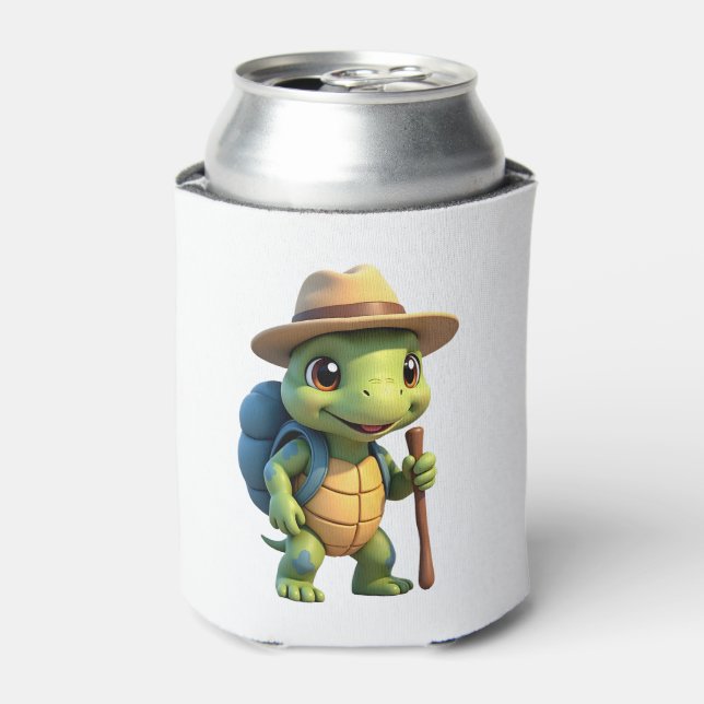 Funny Turtle Hiking Graphic Camping Lover Adventur Can Cooler (Can Front)
