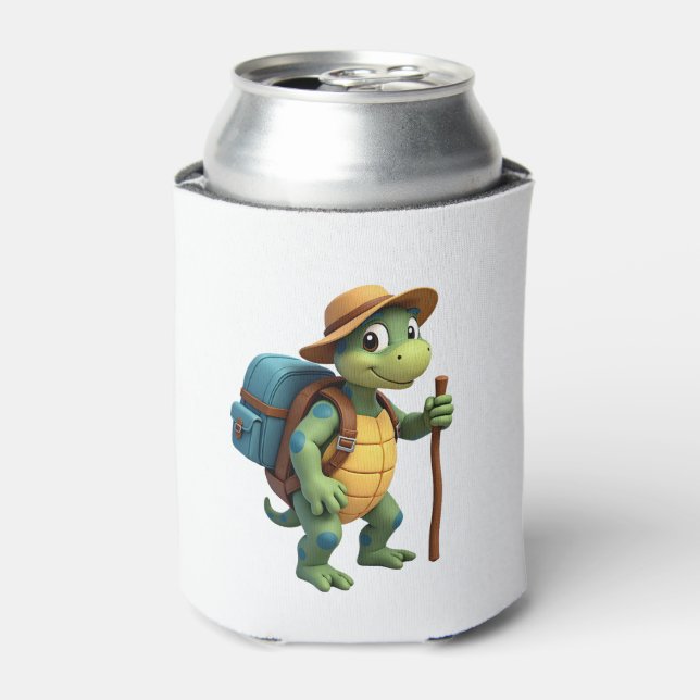 Funny Turtle Hiking Graphic Camping Lover Adventur Can Cooler (Can Front)