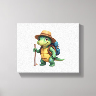 Funny Turtle Hiking Graphic Camping Lover Adventur Canvas Print
