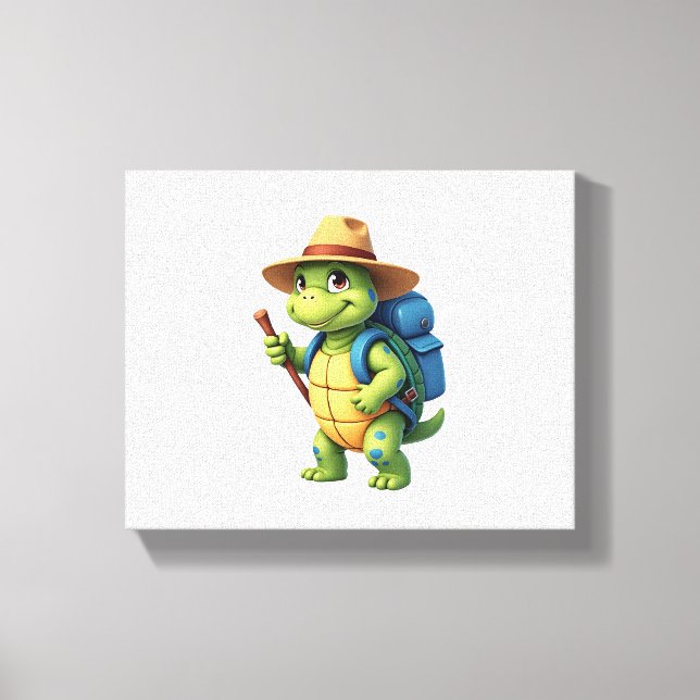 Funny Turtle Hiking Graphic Camping Lover Adventur Canvas Print (Front)