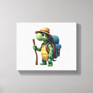 Funny Turtle Hiking Graphic Camping Lover Adventur Canvas Print