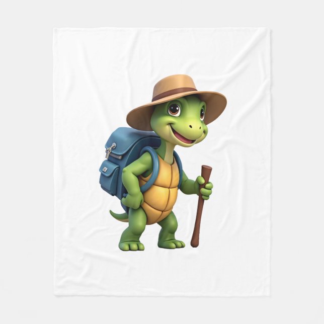 Funny Turtle Hiking Graphic Camping Lover Adventur Fleece Blanket (Front)