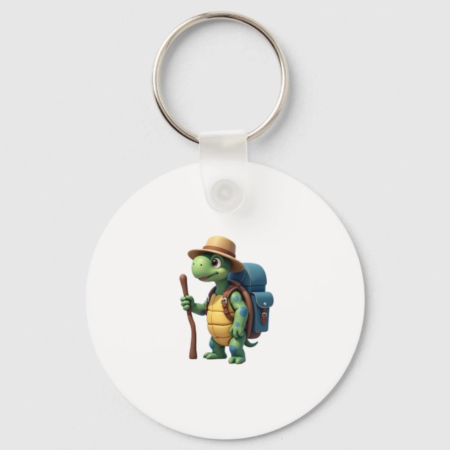 Funny Turtle Hiking Graphic Camping Lover Adventur Keychain (Front)