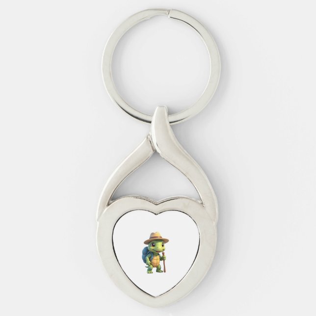 Funny Turtle Hiking Graphic Camping Lover Adventur Keychain (Front)