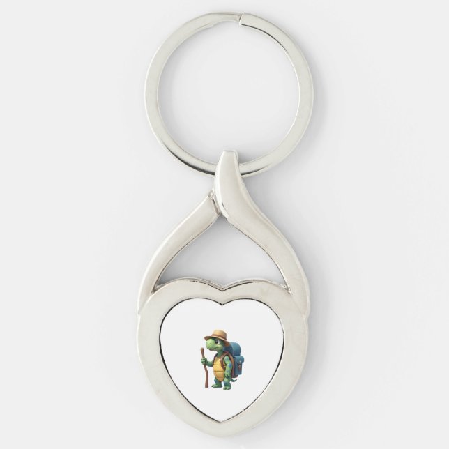 Funny Turtle Hiking Graphic Camping Lover Adventur Keychain (Front)