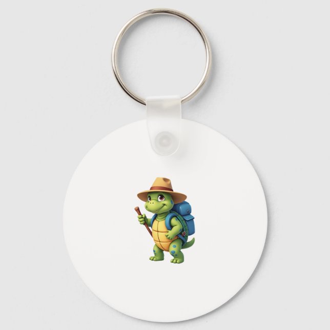 Funny Turtle Hiking Graphic Camping Lover Adventur Keychain (Front)