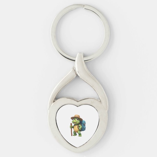 Funny Turtle Hiking Graphic Camping Lover Adventur Keychain (Front)