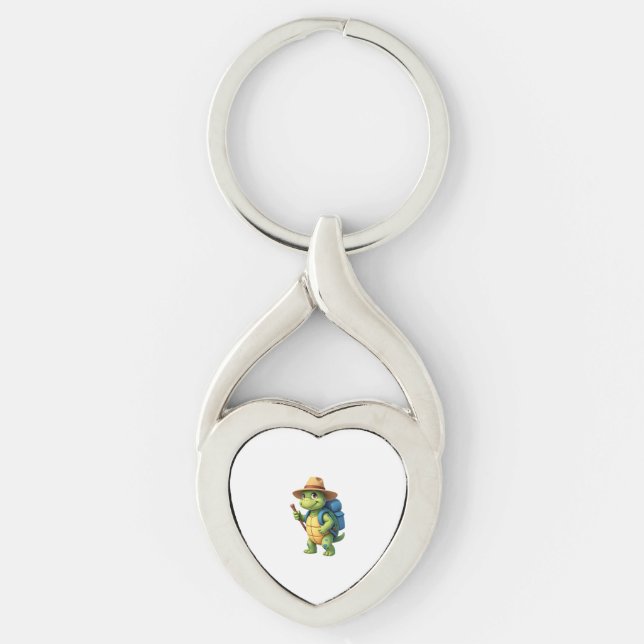 Funny Turtle Hiking Graphic Camping Lover Adventur Keychain (Front)