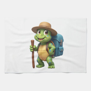 Funny Turtle Hiking Graphic Camping Lover Adventur Kitchen Towel