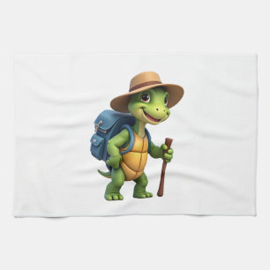 Funny Turtle Hiking Graphic Camping Lover Adventur Kitchen Towel