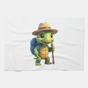 Funny Turtle Hiking Graphic Camping Lover Adventur Kitchen Towel
