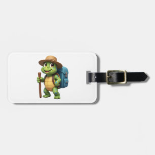 Funny Turtle Hiking Graphic Camping Lover Adventur Luggage Tag