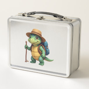 Funny Turtle Hiking Graphic Camping Lover Adventur Metal Lunch Box