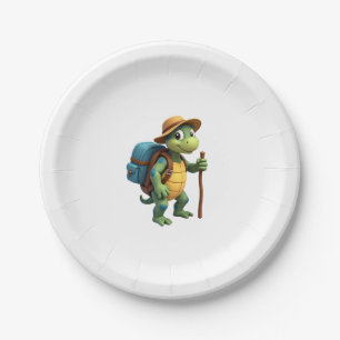 Funny Turtle Hiking Graphic Camping Lover Adventur Paper Plate