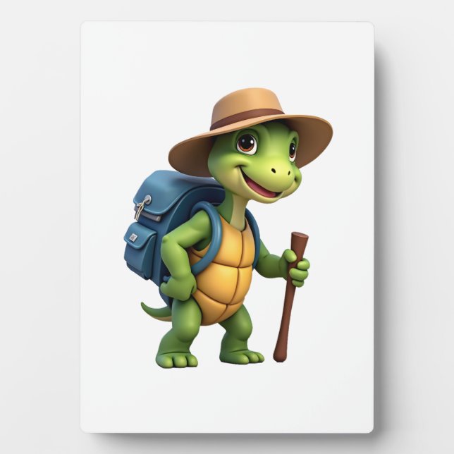 Funny Turtle Hiking Graphic Camping Lover Adventur Plaque (Front)