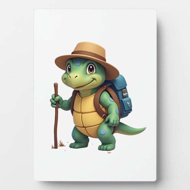 Funny Turtle Hiking Graphic Camping Lover Adventur Plaque (Front)