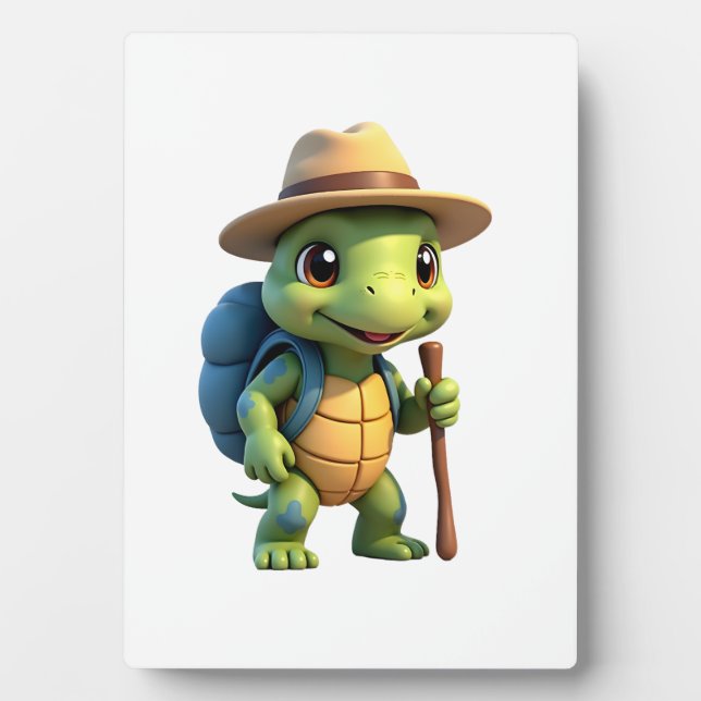 Funny Turtle Hiking Graphic Camping Lover Adventur Plaque (Front)