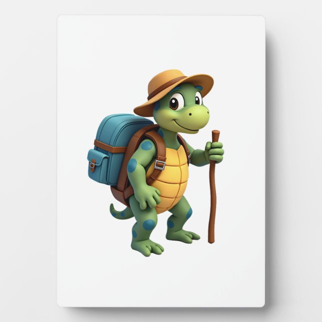 Funny Turtle Hiking Graphic Camping Lover Adventur Plaque (Front)