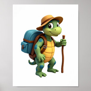 Funny Turtle Hiking Graphic Camping Lover Adventur Poster