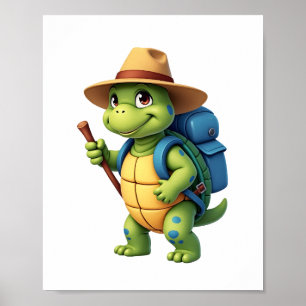 Funny Turtle Hiking Graphic Camping Lover Adventur Poster
