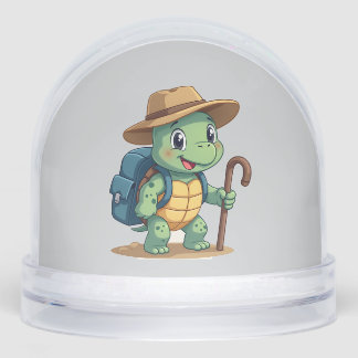 Funny Turtle Hiking Graphic Camping Lover Adventur Snowglobe