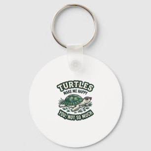 Funny Turtle Make Me Happy Vintage Keychain