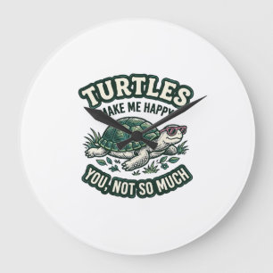 Funny Turtle Make Me Happy Vintage Large Clock