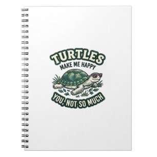 Funny Turtle Make Me Happy Vintage Notebook