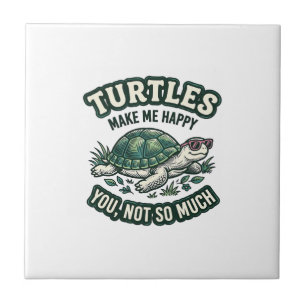 Funny Turtle Make Me Happy Vintage  Tile