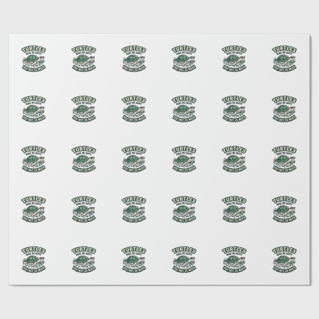 Funny Turtle Make Me Happy Vintage  Wrapping Paper (Flat)