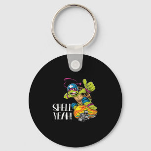 Funny Turtle On Skateboard With Shell Yeah Skatebo Keychain