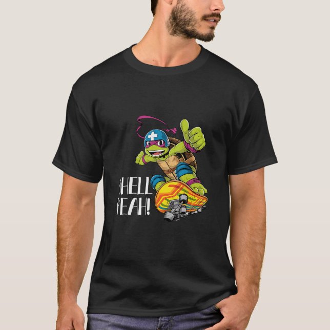 Funny Turtle On Skateboard With Shell Yeah Skatebo T-Shirt (Front)
