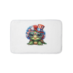 Funny Turtle Patriotic USA Flag Sunglass Bath Mat