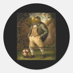 Funny Turtle Playing Soccer Graphic Weird Turtle Classic Round Sticker