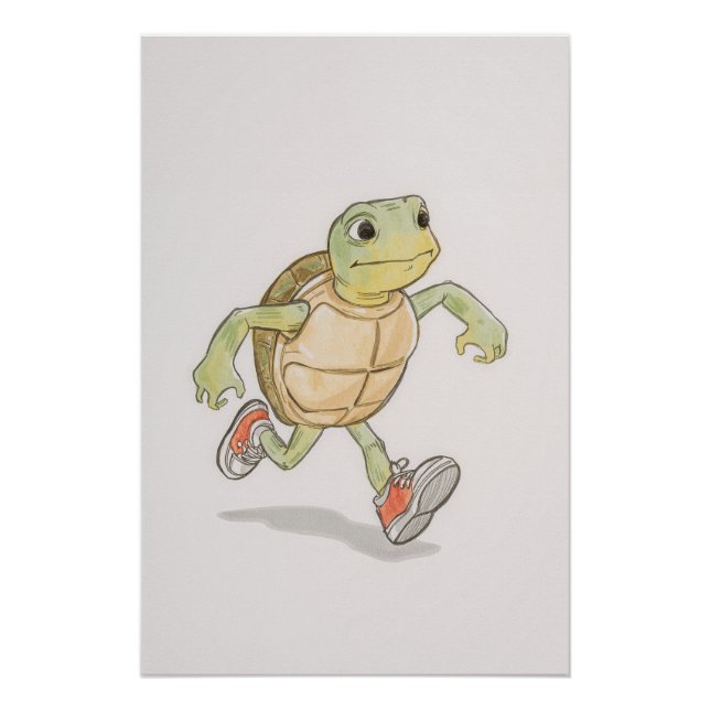 Funny Turtle Poster | Cartoon Wall Art (Front)