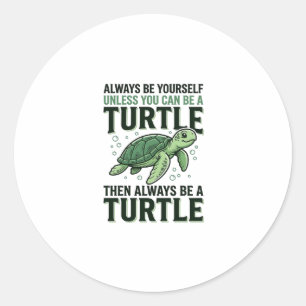 Funny Turtle Quote Vintage Engraving Design_1 Classic Round Sticker