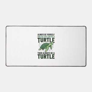 Funny Turtle Quote Vintage Engraving Design_1 Desk Mat