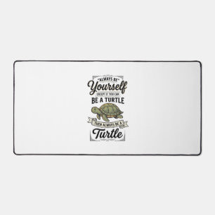 Funny Turtle Quote Vintage Engraving Design (2)_1 Desk Mat