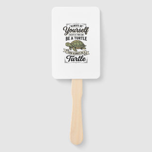 Funny Turtle Quote Vintage Engraving Design (2)_1 Hand Fan