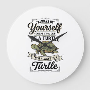 Funny Turtle Quote Vintage Engraving Design (2)_1 Large Clock