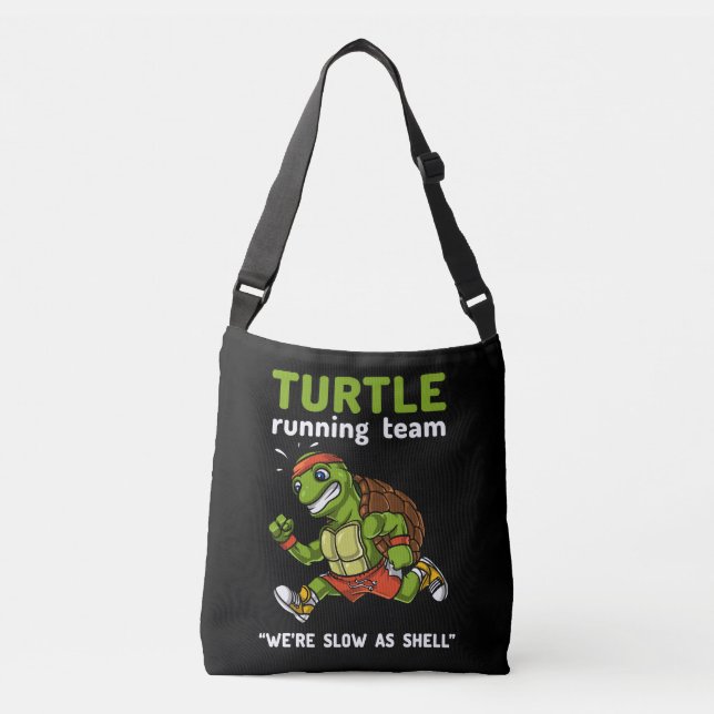 Funny Turtle Running Team Cardio Workout Exercise Crossbody Bag (Front)