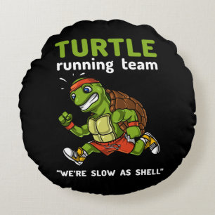Funny Turtle Running Team Cardio Workout Exercise Round Pillow