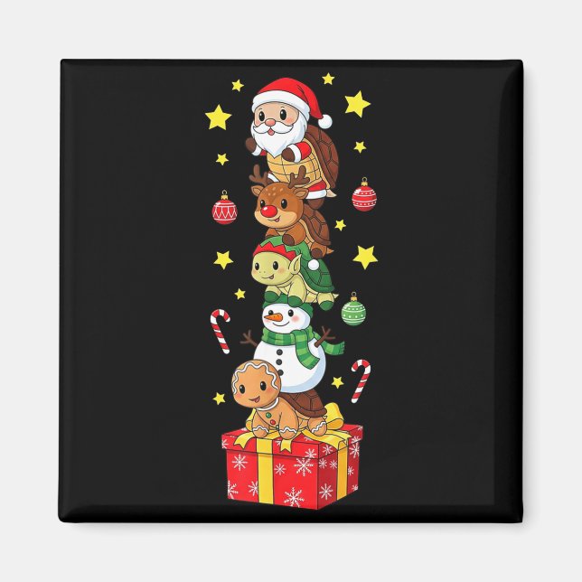 Funny Turtle Santa Elf Snowman Christmas Boys Girl Magnet (Front)